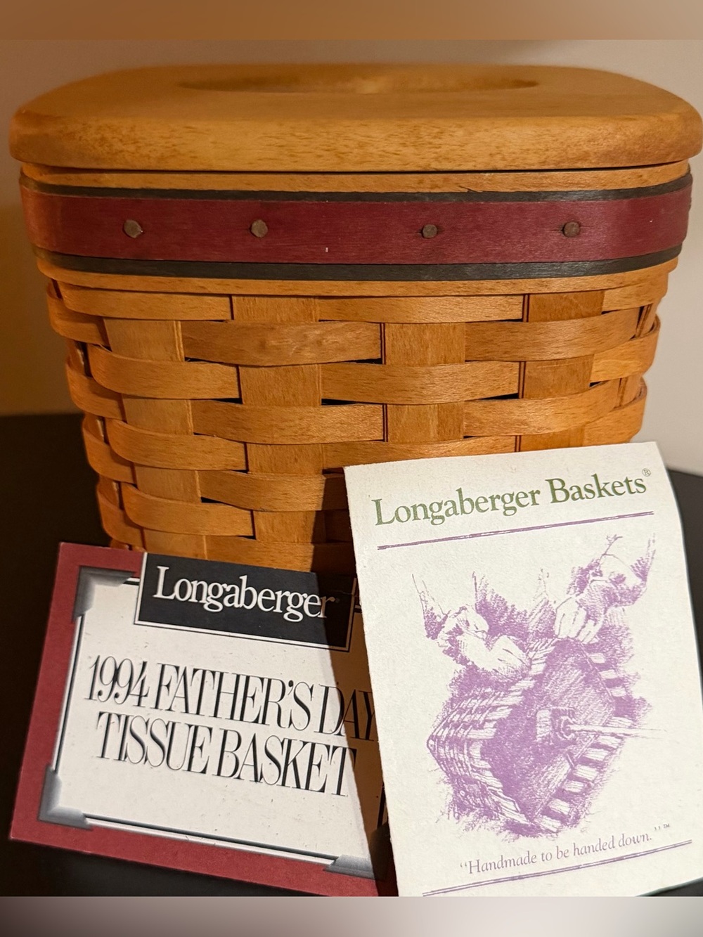 LONGABERGER 1994 FATHERS DAY TISSUE BASKET SET